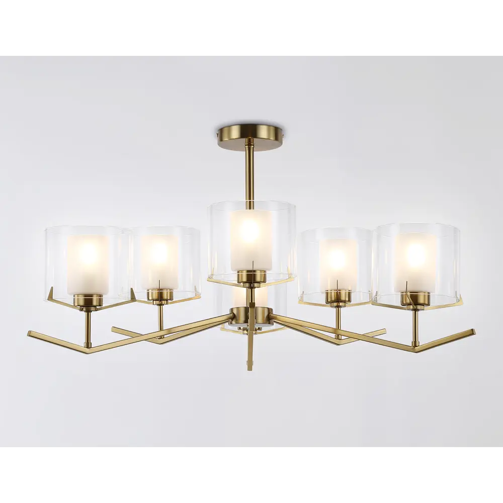 Фото 2 Люстра на штанге Ambrella Light High Ambr_lh57008 6 ламп 32 м² цвет белый матовый/латунь Фото 2 Люстра на штанге Ambrella Light High Ambr_lh57008 6 ламп 32 м² цвет белый матовый/латунь