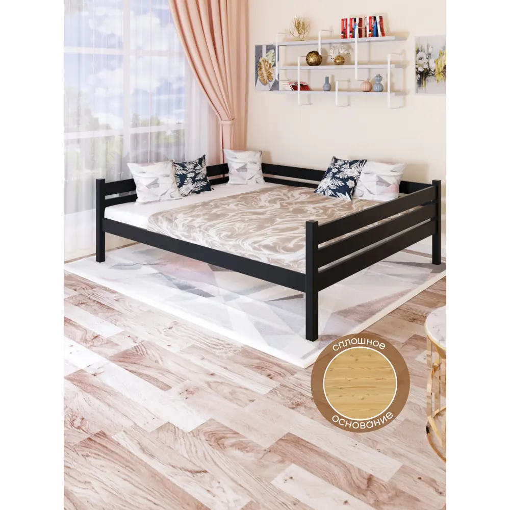 Фото 3 Кровать Solarius Tahta180-180ser-full 190 x 63 x 190 см сосна цвет серый