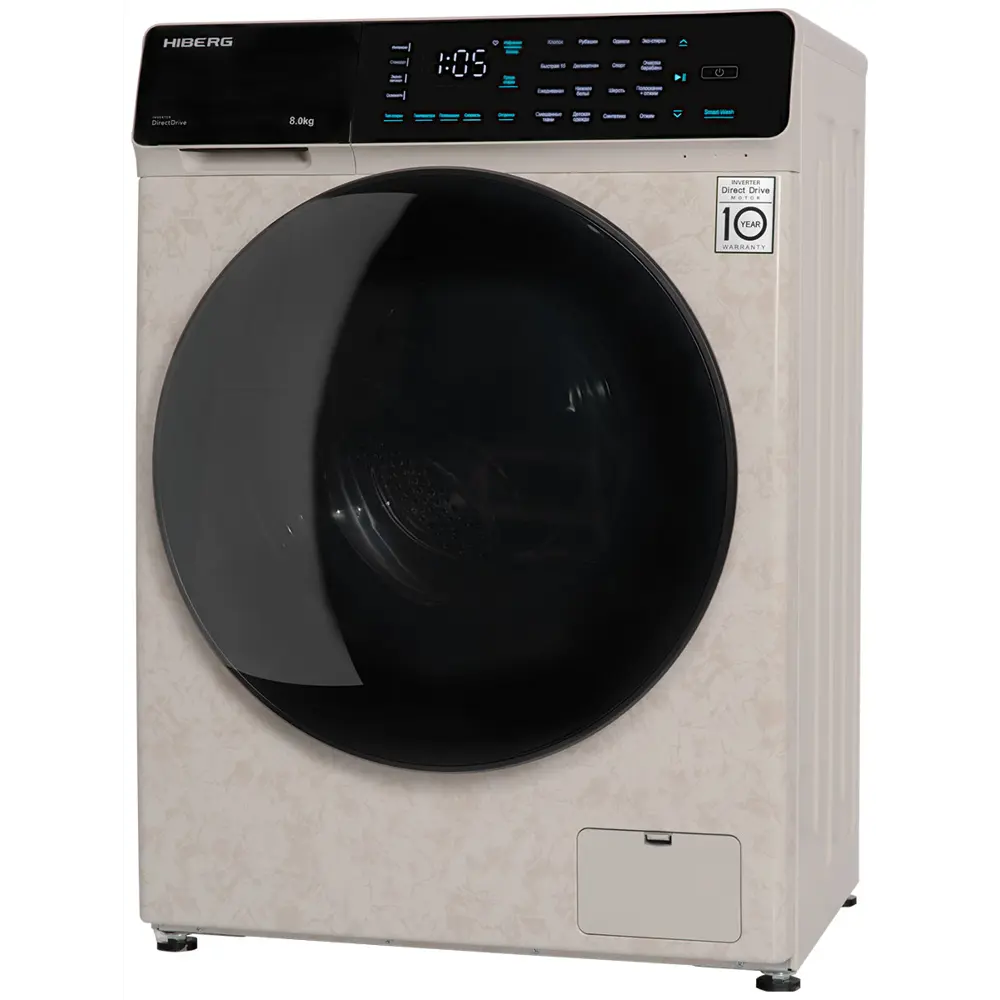 Фото 5 Стиральная машина Hiberg I-ddq9 - 812 ym 60x85x60 см 8 кг цвет бежевый мрамор