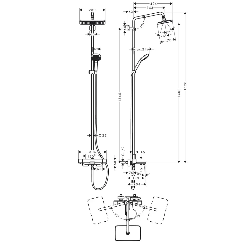 Фото 2 Душевая система Hansgrohe 27687000 Фото 2 Душевая система Hansgrohe 27687000