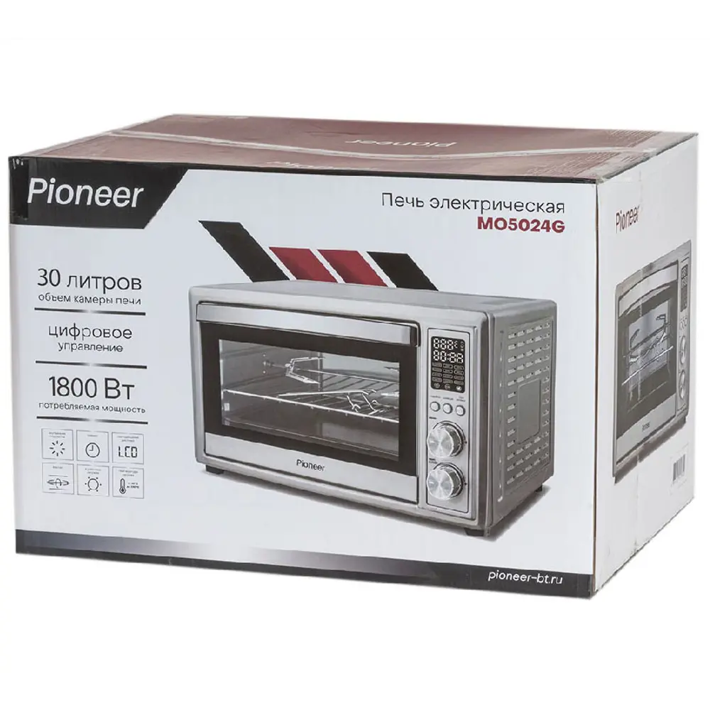 Фото 10 Электропечь 1600 Вт Pioneer 563483 51.5x32.5x36 см цвет серебристый Фото 10 Электропечь 1600 Вт Pioneer 563483 51.5x32.5x36 см цвет серебристый