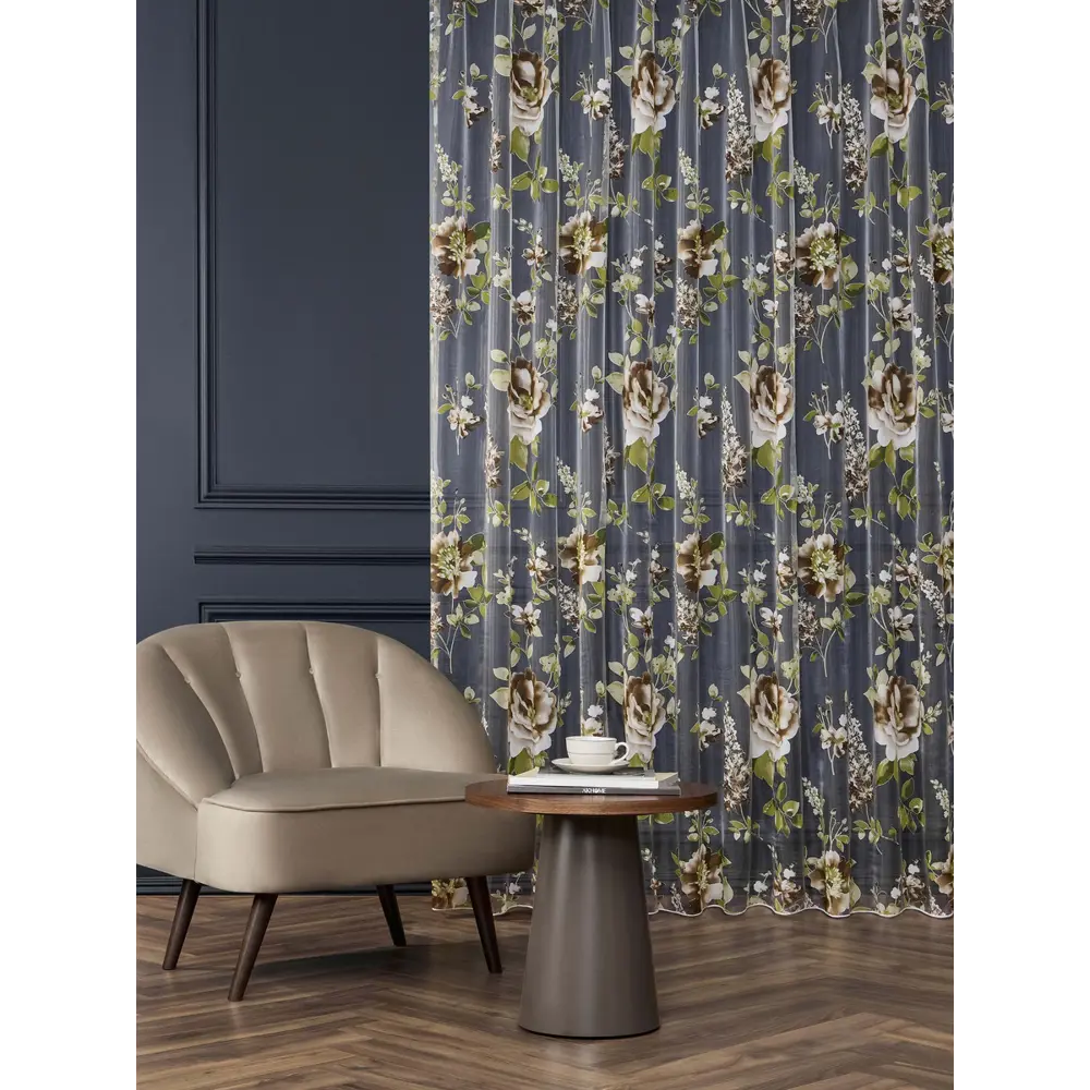 Фото Штора Arya home 8001885870797 на шторной ленте 260x300 см цвет шоколадный зеленый белый Фото Штора Arya home 8001885870797 на шторной ленте 260x300 см цвет шоколадный зеленый белый