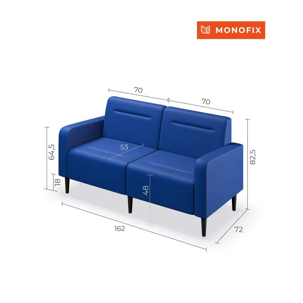 Фото 3 Диван Monofix Фоксет DV-FOX-162-09 162x82.5x72 см экокожа цвет синий Фото 3 Диван Monofix Фоксет DV-FOX-162-09 162x82.5x72 см экокожа цвет синий
