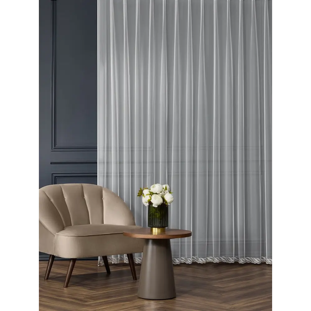 Фото Штора Arya home 8001885869906 на шторной ленте 250x500 см цвет белый серый