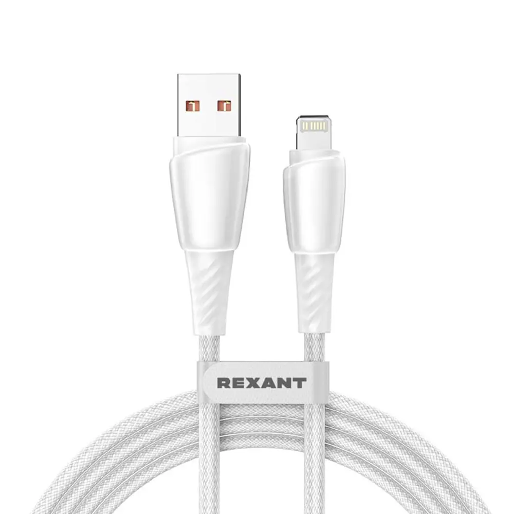 Фото 2 Кабель Rexant USB-A – Lightning для Apple 2.4 А 1 м цвет белый Фото 2 Кабель Rexant USB-A – Lightning для Apple 2.4 А 1 м цвет белый