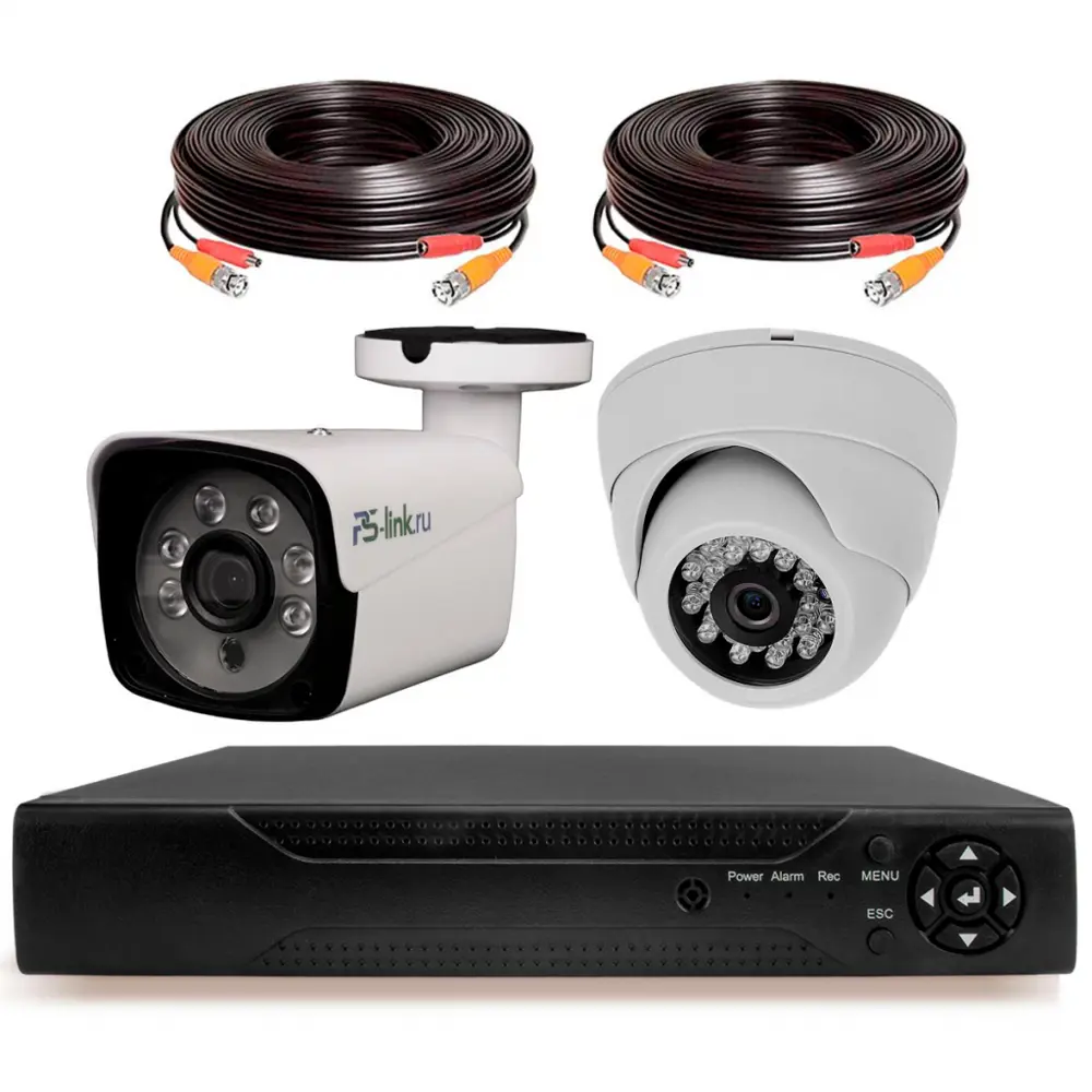 Фото 2 Комплект для видеонаблюдения AHD PS-link 1 камера для помещения 1 для улицы 8Мп цвет белый Фото 2 Комплект для видеонаблюдения AHD PS-link 1 камера для помещения 1 для улицы 8Мп цвет белый