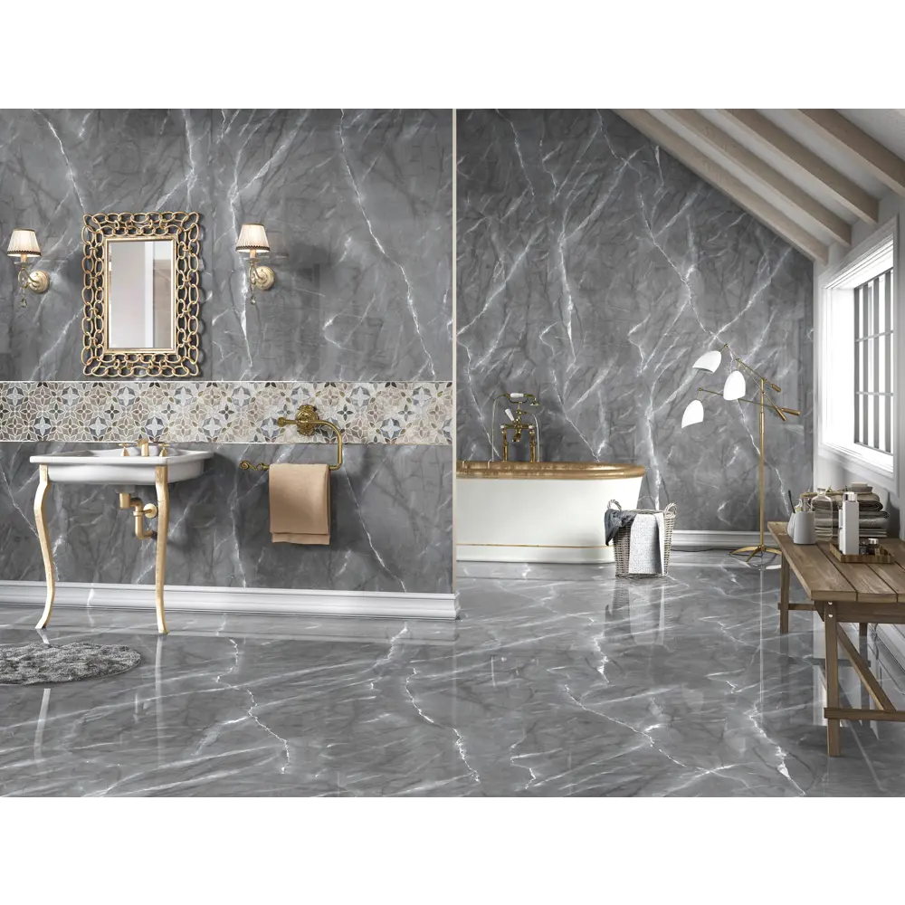Фото 4 Керамогранит Culto Glossy ARMANI 60x120см цвет серый мрамор
