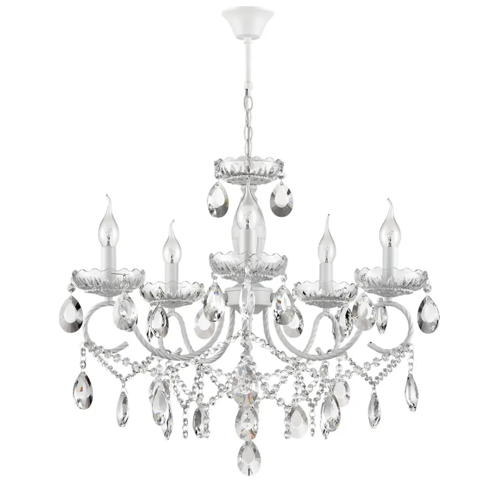 Фото Люстра подвесная Lumion Snow Lmn_8189_5 5 ламп 10 м² цвет белый Фото Люстра подвесная Lumion Snow Lmn_8189_5 5 ламп 10 м² цвет белый
