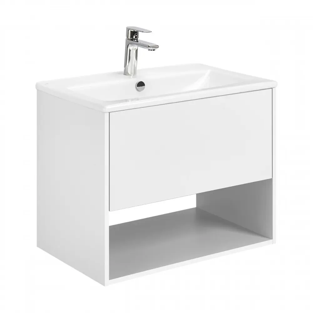 Фото Тумба с раковиной для ванной AQUATON 1A2884V1A4010 Форм 75 белый глянец, раковина Элина 75 Фото Тумба с раковиной для ванной AQUATON 1A2884V1A4010 Форм 75 белый глянец, раковина Элина 75