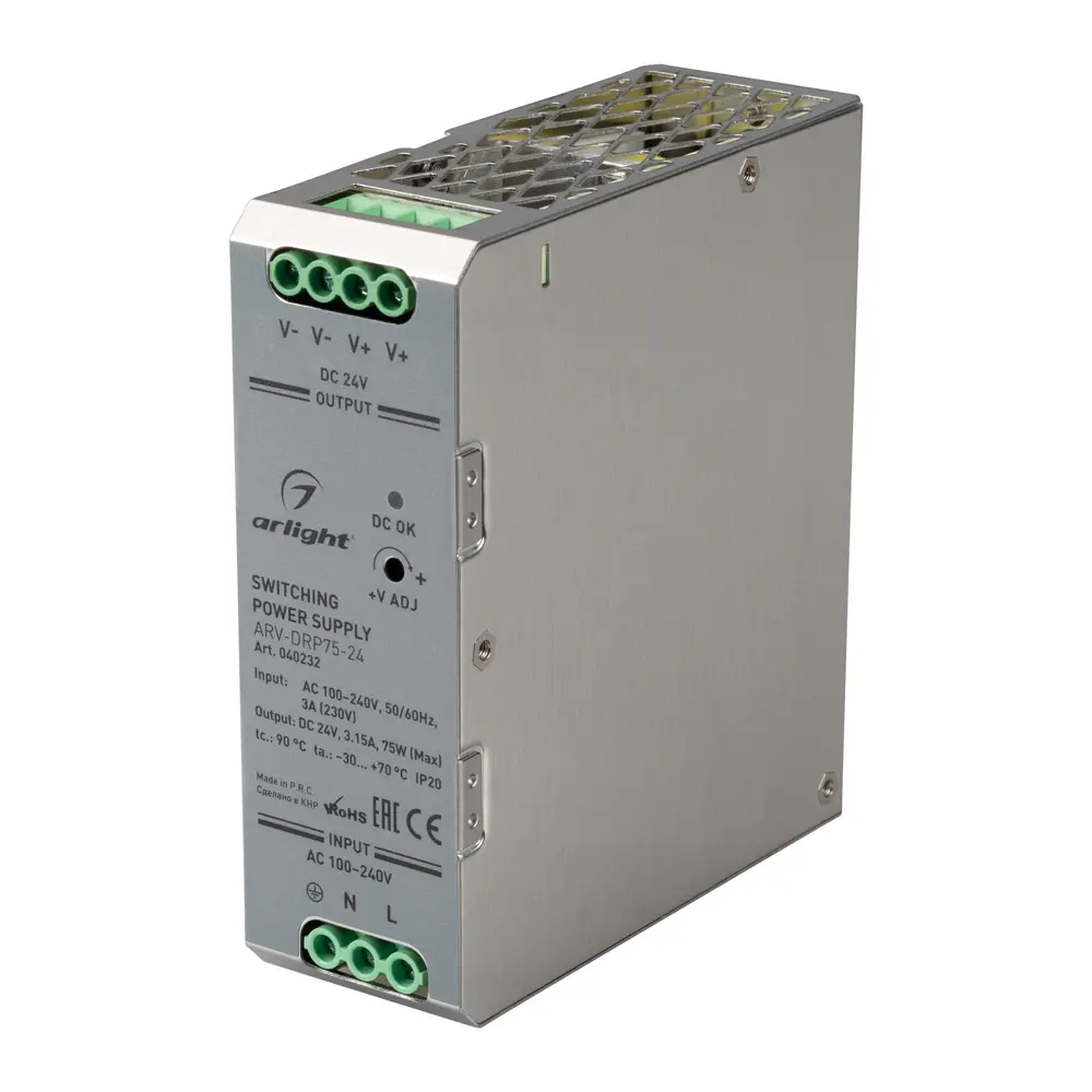 Фото 2 Блок питания Arlight Arv 040232 для светодиодной ленты 100-240 В 75 Вт IP20 Фото 2 Блок питания Arlight Arv 040232 для светодиодной ленты 100-240 В 75 Вт IP20