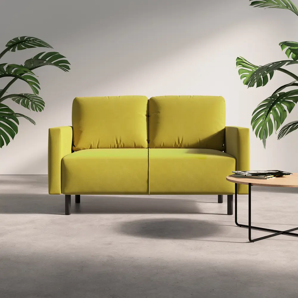 Фото 2 Диван Salon tron Сканди 120x85x66 см велюр цвет горчичный Фото 2 Диван Salon tron Сканди 120x85x66 см велюр цвет горчичный
