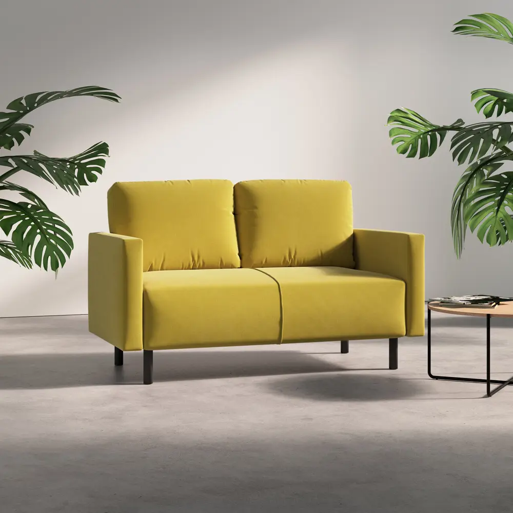 Фото 3 Диван Salon tron Сканди 120x85x66 см велюр цвет горчичный Фото 3 Диван Salon tron Сканди 120x85x66 см велюр цвет горчичный