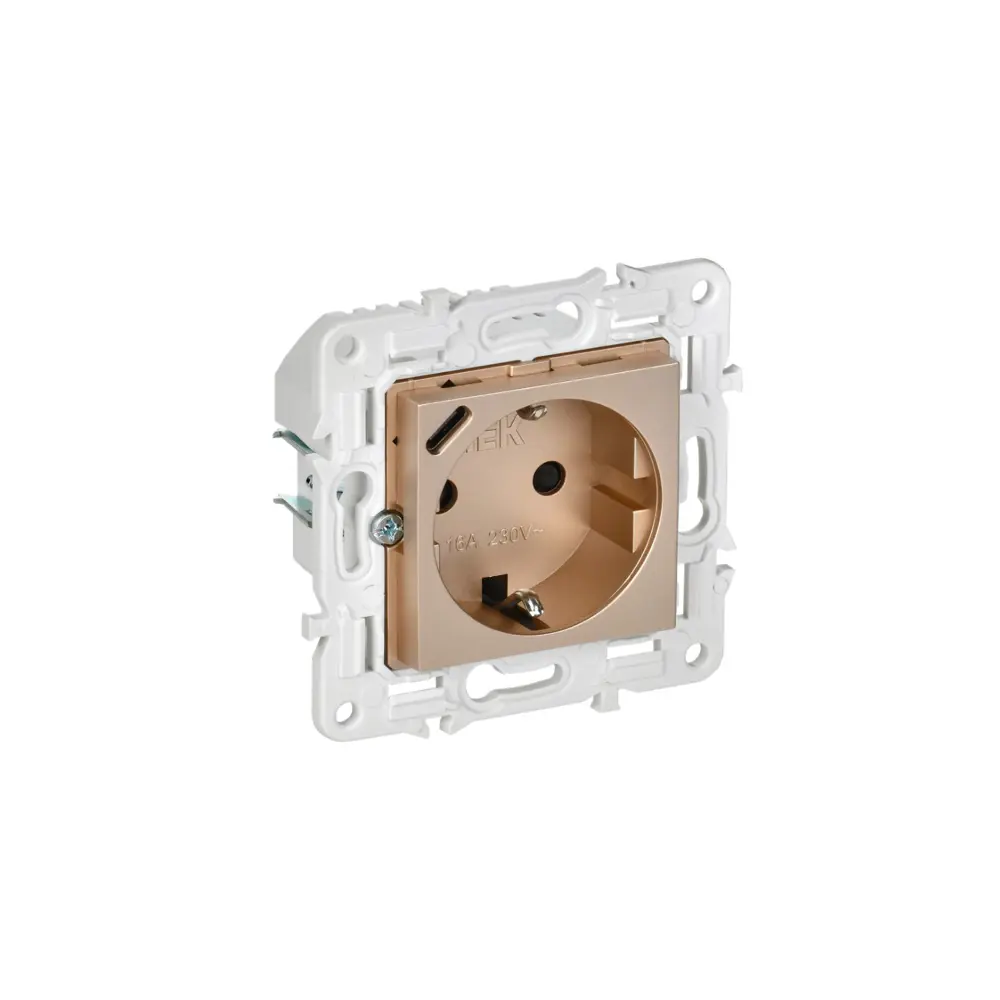 Фото Розетка встраиваемая Iek Skandy SK-R14-16-U14-018-K98 с заземлением и шторками USB цвет песочный Фото Розетка встраиваемая Iek Skandy SK-R14-16-U14-018-K98 с заземлением и шторками USB цвет песочный