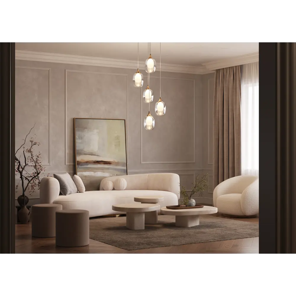 Фото 5 Светильник подвесной Maytoni Aura Mod016pl-05bs 5 ламп 13 м² цвет латунь Фото 5 Светильник подвесной Maytoni Aura Mod016pl-05bs 5 ламп 13 м² цвет латунь