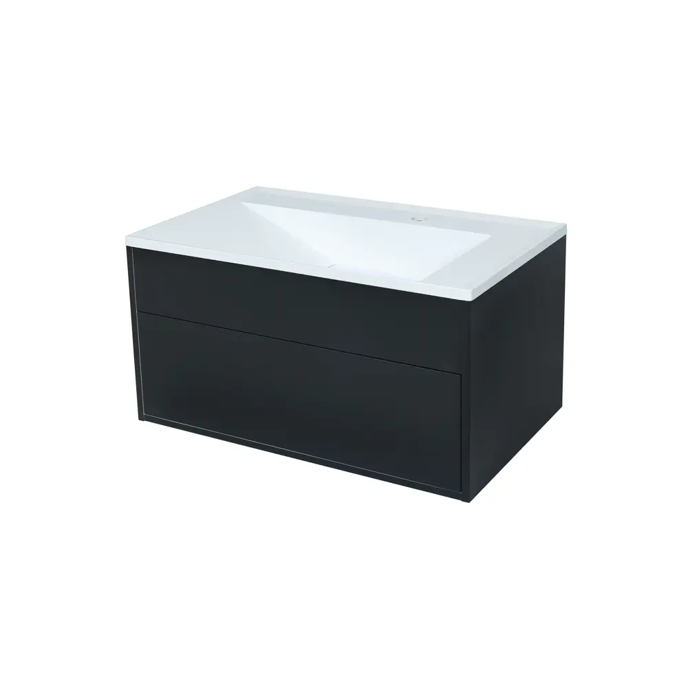 Фото 2 Тумба с раковиной для ванной подвесная Uperwood Lotus Premium 80x50x44 см черная Фото 2 Тумба с раковиной для ванной подвесная Uperwood Lotus Premium 80x50x44 см черная