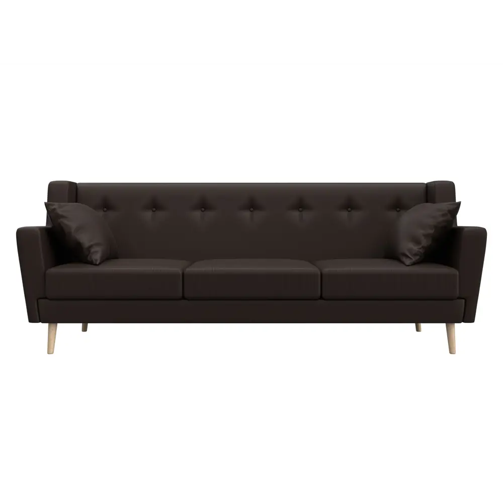 Фото 2 Диван кухонный прямой Брайтон 3 Лига диванов 109169 198x85x77 см экокожа цвет коричневый