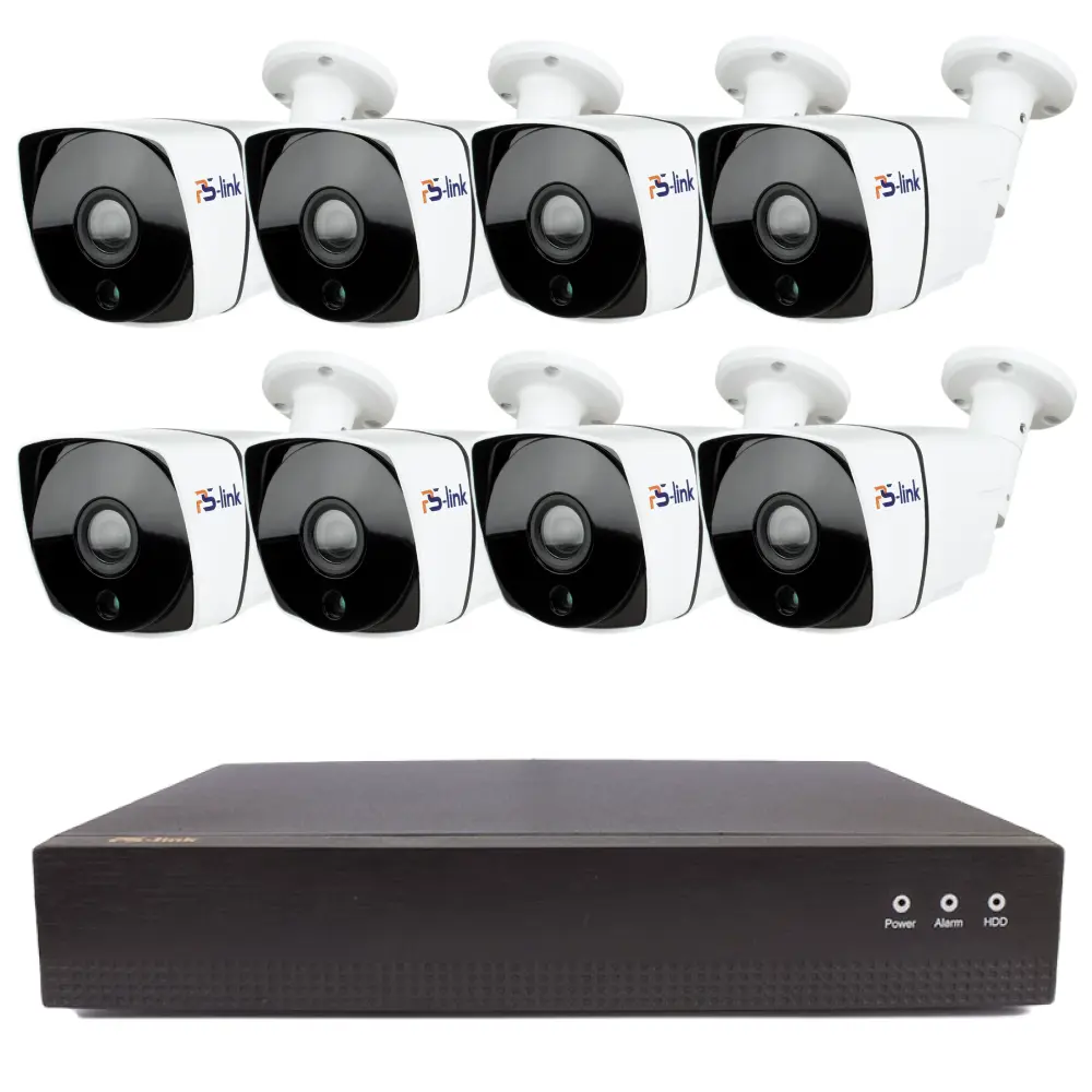 Фото Комплект для видеонаблюдения IP PS-link 2Мп 8 камер для улицы с POE питанием цвет белый Фото Комплект для видеонаблюдения IP PS-link 2Мп 8 камер для улицы с POE питанием цвет белый