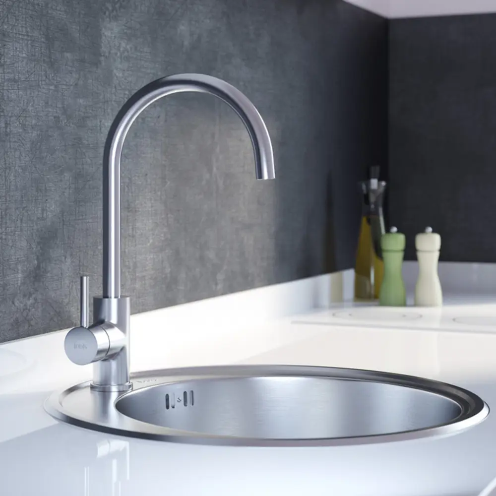 Фото 3 Смеситель для кухни Iddis Kitchen поворотный излив 20 см цвет хром Фото 3 Смеситель для кухни Iddis Kitchen поворотный излив 20 см цвет хром