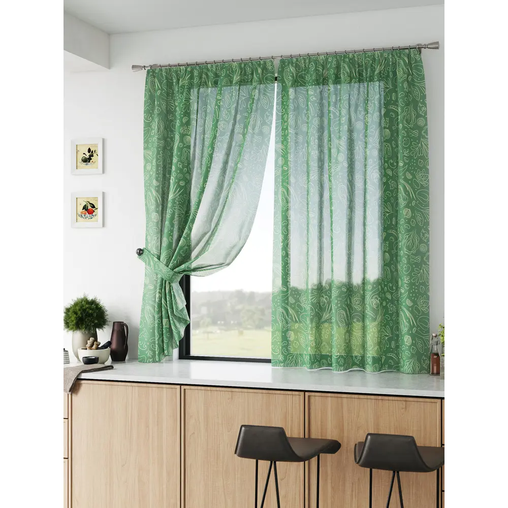 Фото 2 Тюль Comfy way Базовая комплектация CW786013 на шторной ленте 160x150 см цвет зеленый Фото 2 Тюль Comfy way Базовая комплектация CW786013 на шторной ленте 160x150 см цвет зеленый