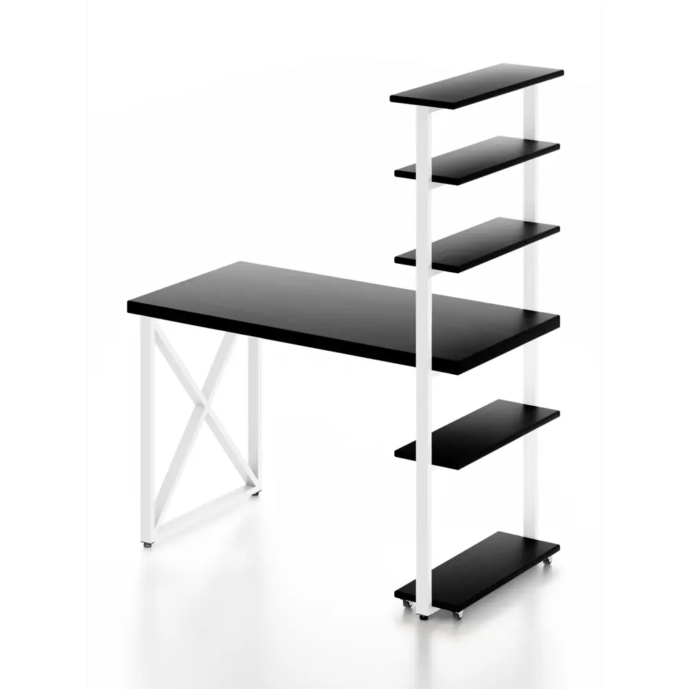 Фото 2 Стол Solarius loft с 5 полками столешница 40 мм 60x145x140 см крестообразные ножки сосна цвет оникс Фото 2 Стол Solarius loft с 5 полками столешница 40 мм 60x145x140 см крестообразные ножки сосна цвет оникс
