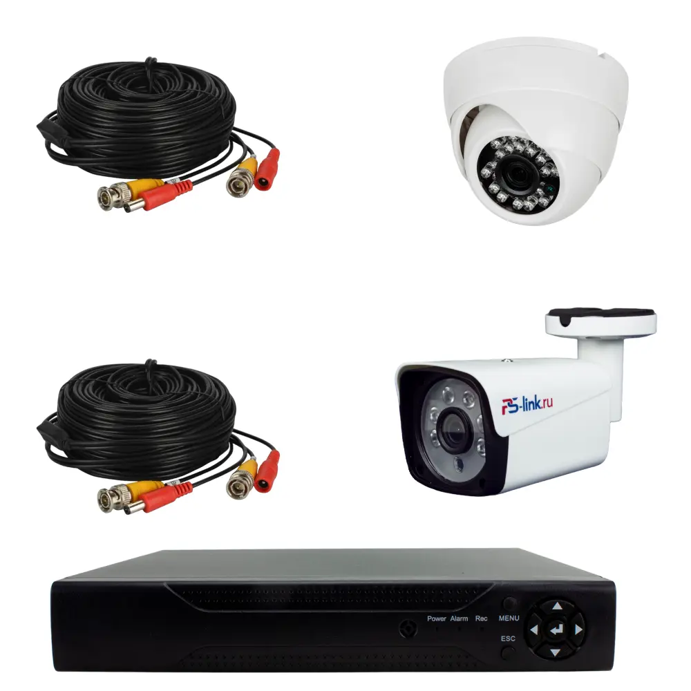 Фото Комплект для видеонаблюдения AHD PS-link 1 камера для помещения 1 камера для улицы 5Мп цвет белый Фото Комплект для видеонаблюдения AHD PS-link 1 камера для помещения 1 камера для улицы 5Мп цвет белый