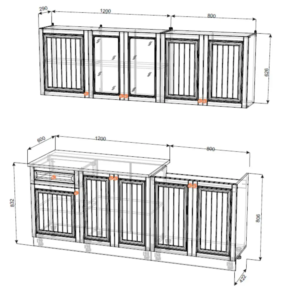 Фото 4 Кухня Агава Акация белая/Аква 2000х600 Фото 4 Кухня Агава Акация белая/Аква 2000х600
