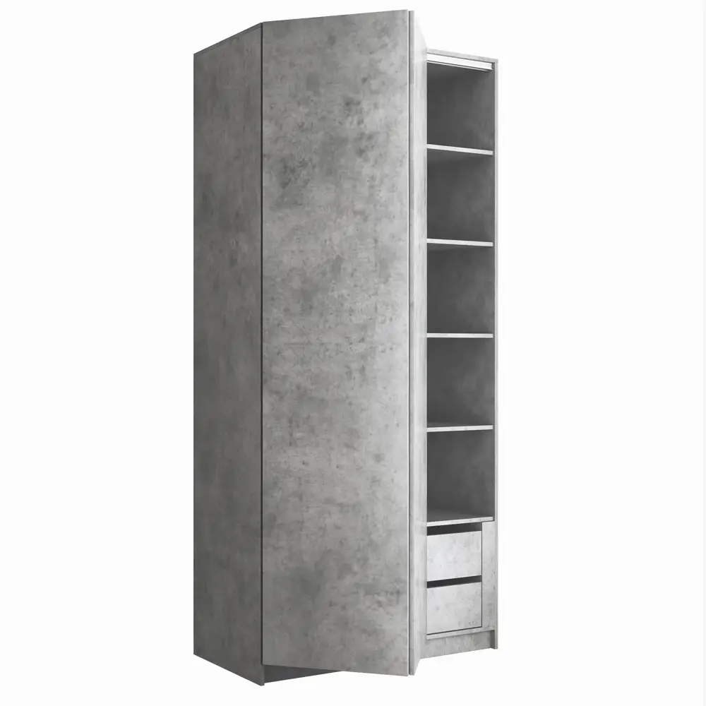 Фото 3 Шкаф распашной Мебельная компания е1 LCK_GL_SH_M1_1000_BT 101x220x52.5 см ЛДСП цвет бетон