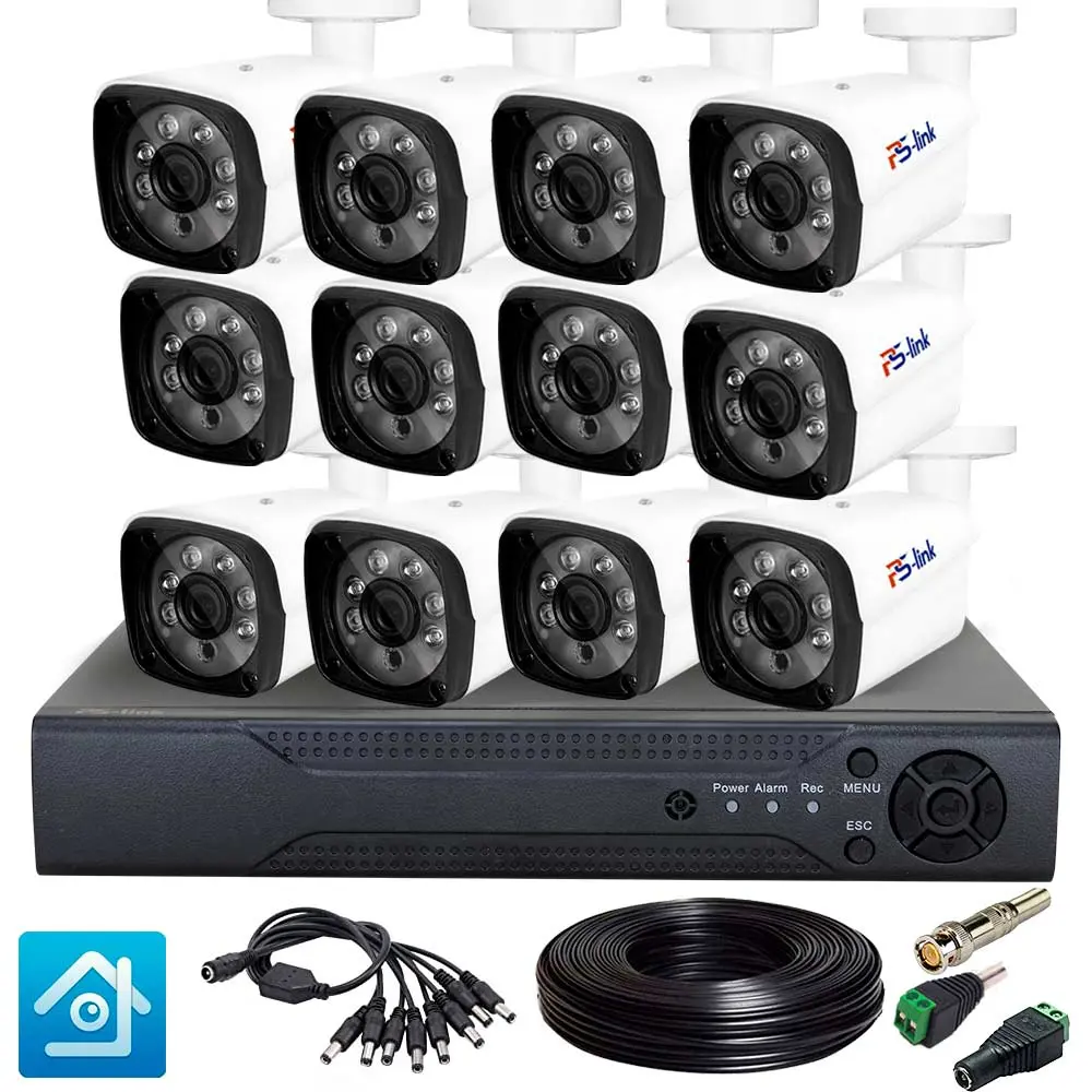 Фото 2 Комплект для видеонаблюдения AHD PS-link 12 камер для улицы 2Мп цвет белый Фото 2 Комплект для видеонаблюдения AHD PS-link 12 камер для улицы 2Мп цвет белый