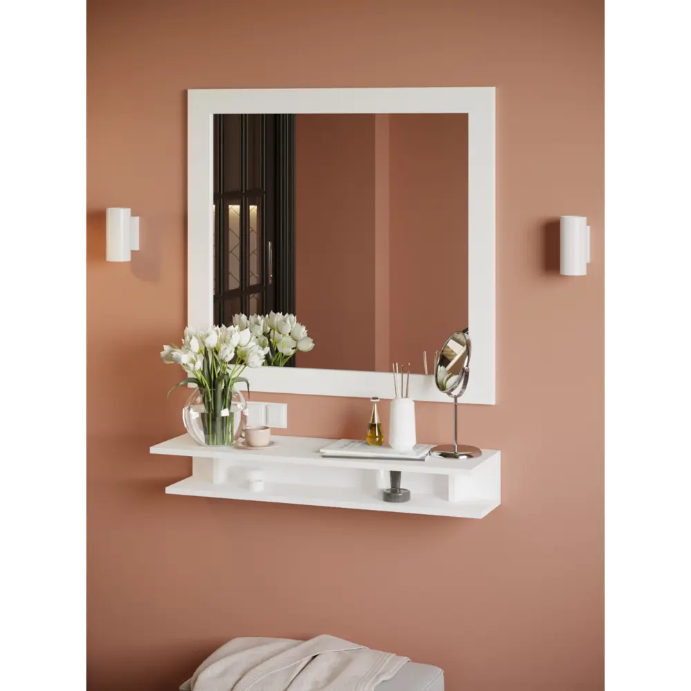 Фото Настенная полка Мэрдэс 900x29 см ЛДСП цвет белый КП1 Фото Настенная полка Мэрдэс 900x29 см ЛДСП цвет белый КП1