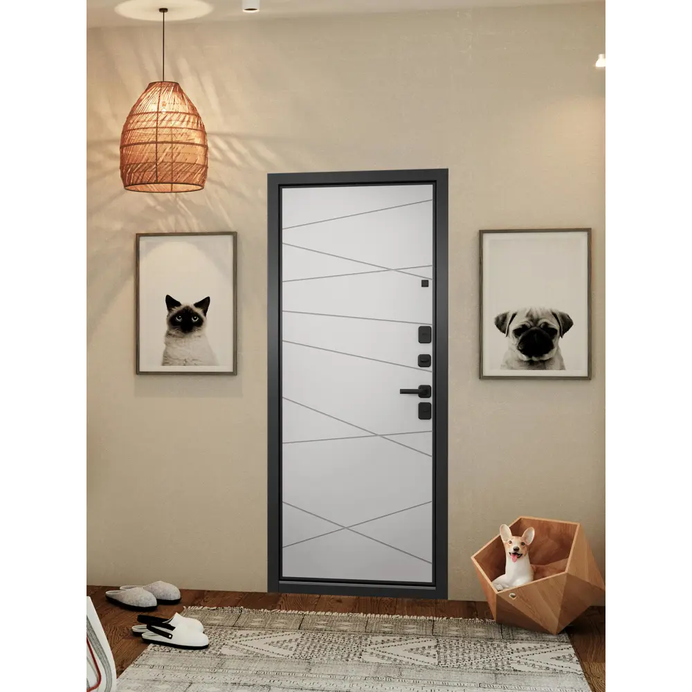 Фото 3 Входная дверь Unicorn Loft правый 205x86см цвет антрацит букле/эмаль молоко Фото 3 Входная дверь Unicorn Loft правый 205x86см цвет антрацит букле/эмаль молоко