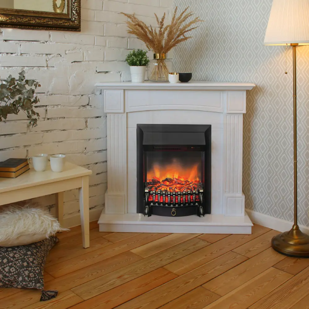 Фото 3 Каминокомплект Realflame Andrea Corner с очагом Fobos Lux BL 1600Вт белое тиснение Фото 3 Каминокомплект Realflame Andrea Corner с очагом Fobos Lux BL 1600Вт белое тиснение