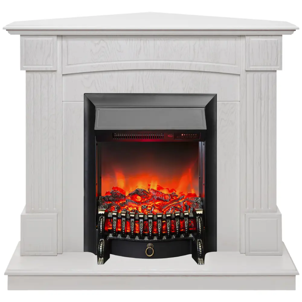 Фото Каминокомплект Realflame Andrea Corner с очагом Fobos Lux BL 1600Вт белое тиснение Фото Каминокомплект Realflame Andrea Corner с очагом Fobos Lux BL 1600Вт белое тиснение
