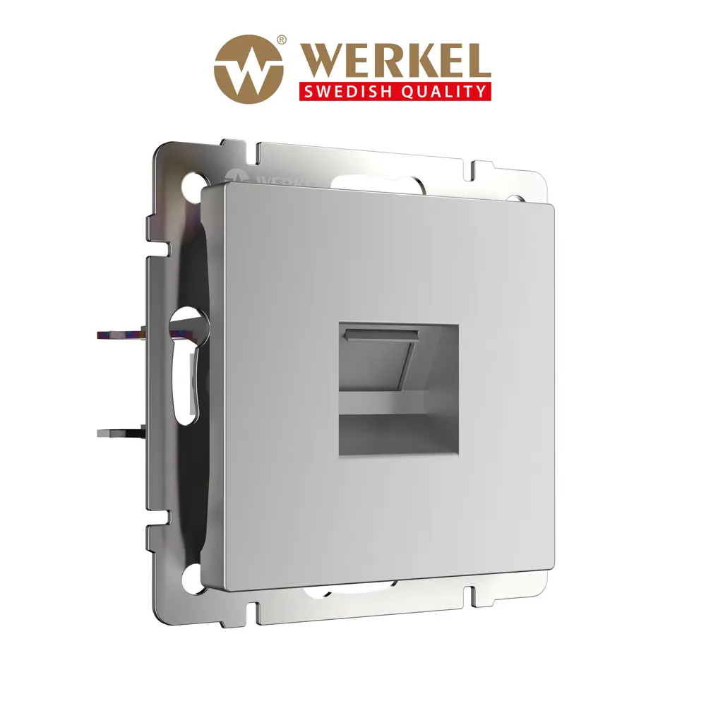 Фото 2 Розетка телефонная встраиваемая Werkel a051516 RJ11 цвет серебряный Фото 2 Розетка телефонная встраиваемая Werkel a051516 RJ11 цвет серебряный