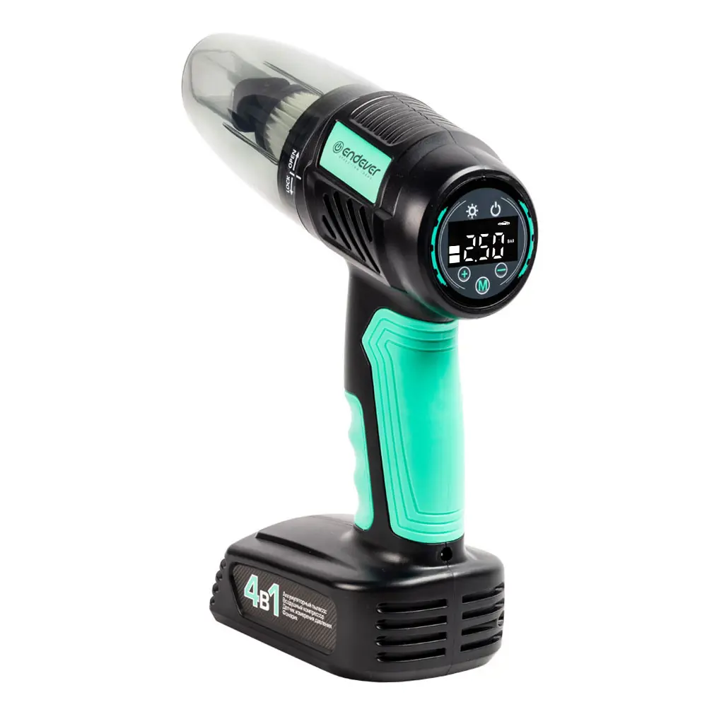 Фото 9 Пылесос автомобильный аккумуляторный Endever Skyclean VC-295 7.4 В 1x2.5 Ач с комплектом насадок Фото 9 Пылесос автомобильный аккумуляторный Endever Skyclean VC-295 7.4 В 1x2.5 Ач с комплектом насадок