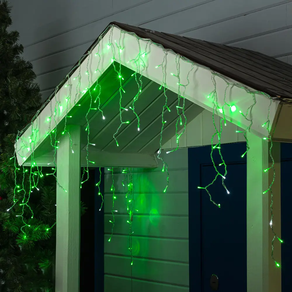 Фото Электрогирлянда наружная Luazon lighting 4356986 бахрома 3x3 м 160 ламп зеленый 1 режим работы Фото Электрогирлянда наружная Luazon lighting 4356986 бахрома 3x3 м 160 ламп зеленый 1 режим работы