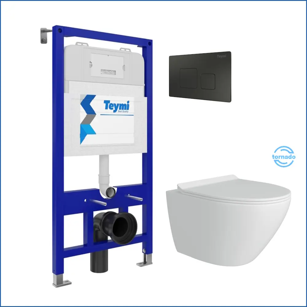 Фото 2 Комплект Teymi F14465: инсталляция Aina 52, клавиша смыва Kati черная, унитаз Lina Pro Vortex Фото 2 Комплект Teymi F14465: инсталляция Aina 52, клавиша смыва Kati черная, унитаз Lina Pro Vortex