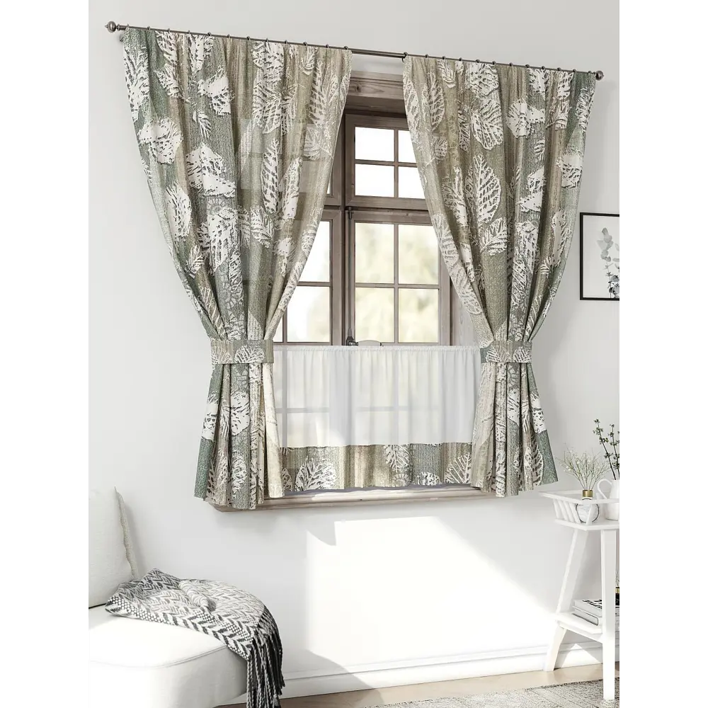 Фото 3 Комплект штор Comfy way CW705138-160 на шторной ленте 160x150 см цвет бежевый, белый Фото 3 Комплект штор Comfy way CW705138-160 на шторной ленте 160x150 см цвет бежевый, белый