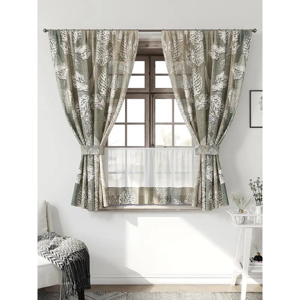Фото Комплект штор Comfy way CW705138-160 на шторной ленте 160x150 см цвет бежевый, белый Фото Комплект штор Comfy way CW705138-160 на шторной ленте 160x150 см цвет бежевый, белый