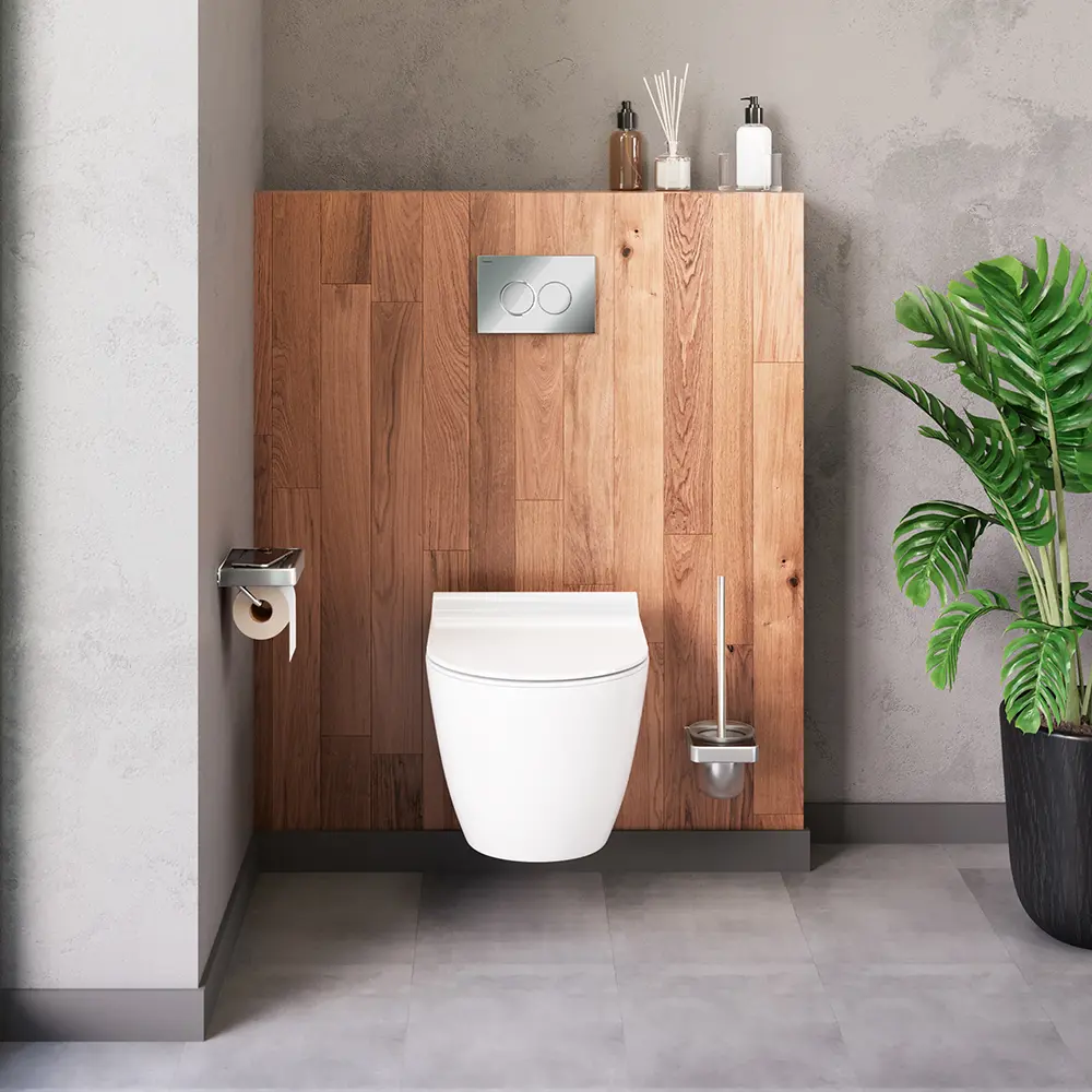 Фото 2 Инсталляция с подвесным безободковым унитазом Damixa Scandi Pure DX36.IS40101.1700 с белой кнопкой Round, с сиденьем микролифт Фото 2 Инсталляция с подвесным безободковым унитазом Damixa Scandi Pure DX36.IS40101.1700 с белой кнопкой Round, с сиденьем микролифт