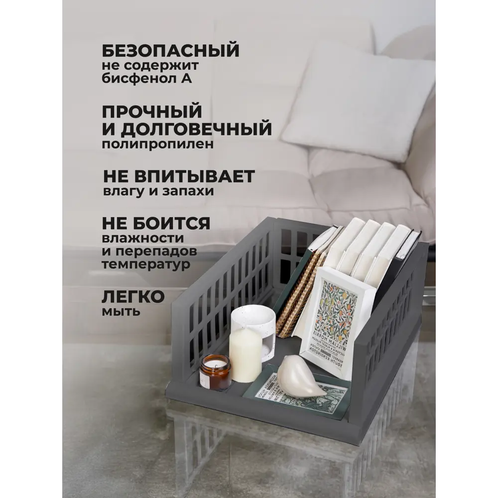 Фото 7 Органайзер с выдвижной полкой Econova Smart L 45х34.5х18 см цвет серый 2 шт. Фото 7 Органайзер с выдвижной полкой Econova Smart L 45х34.5х18 см цвет серый 2 шт.