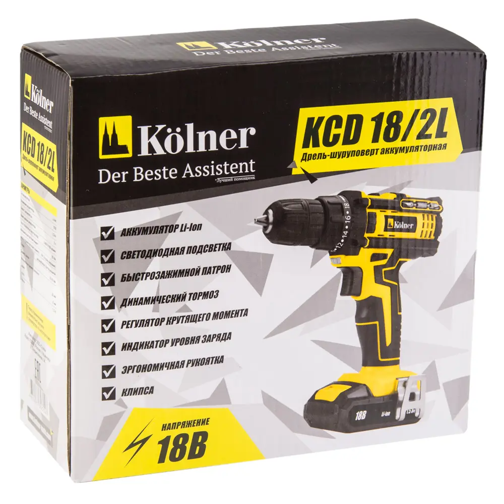 Фото 10 Дрель-шуруповерт аккумуляторная Kolner KCD 18/2L, 18 В Li-Ion 1x1 Ач Фото 10 Дрель-шуруповерт аккумуляторная Kolner KCD 18/2L, 18 В Li-Ion 1x1 Ач