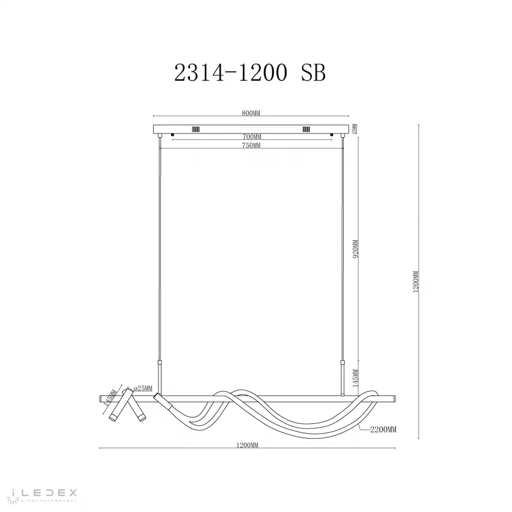 Фото 3 Светильник подвесной светодиодный Iledex 2314-1200 sb 14 м² нейтральный белый свет цвет черный Фото 3 Светильник подвесной светодиодный Iledex 2314-1200 sb 14 м² нейтральный белый свет цвет черный