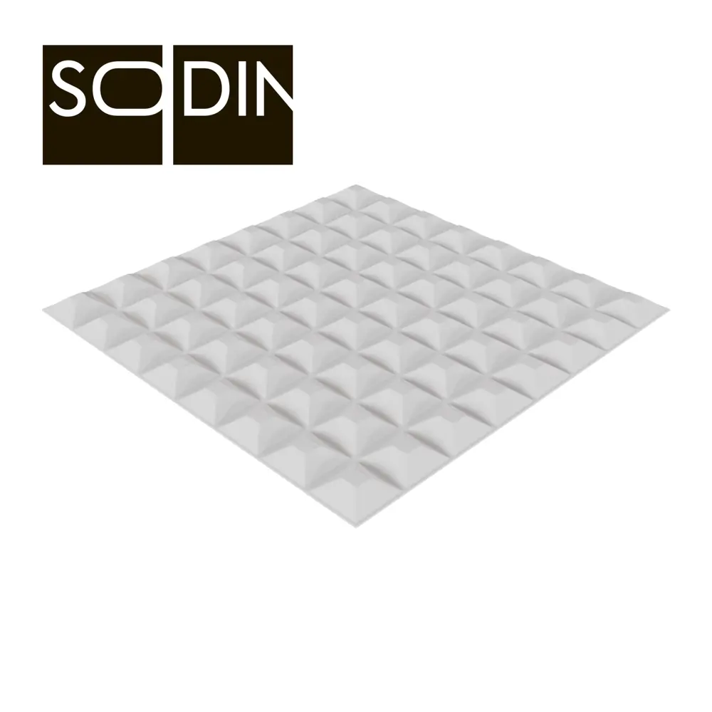 Фото 2 Стеновая панель 3D Sodin decor Пирамидки белый 500x500x1мм 3м² 12шт Фото 2 Стеновая панель 3D Sodin decor Пирамидки белый 500x500x1мм 3м² 12шт