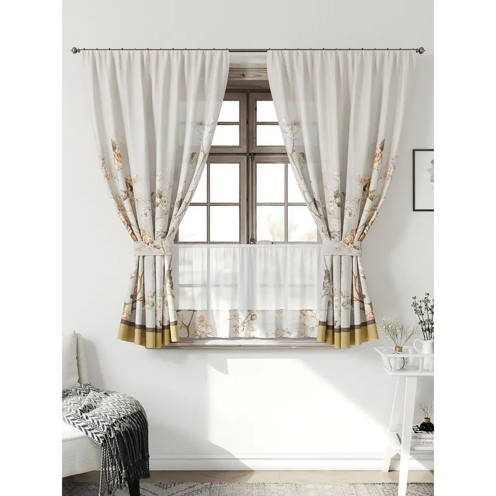 Фото Комплект штор Comfy way Иномик - 50 CW705050-160 на шторной ленте 160x150 см цвет бежевый Фото Комплект штор Comfy way Иномик - 50 CW705050-160 на шторной ленте 160x150 см цвет бежевый