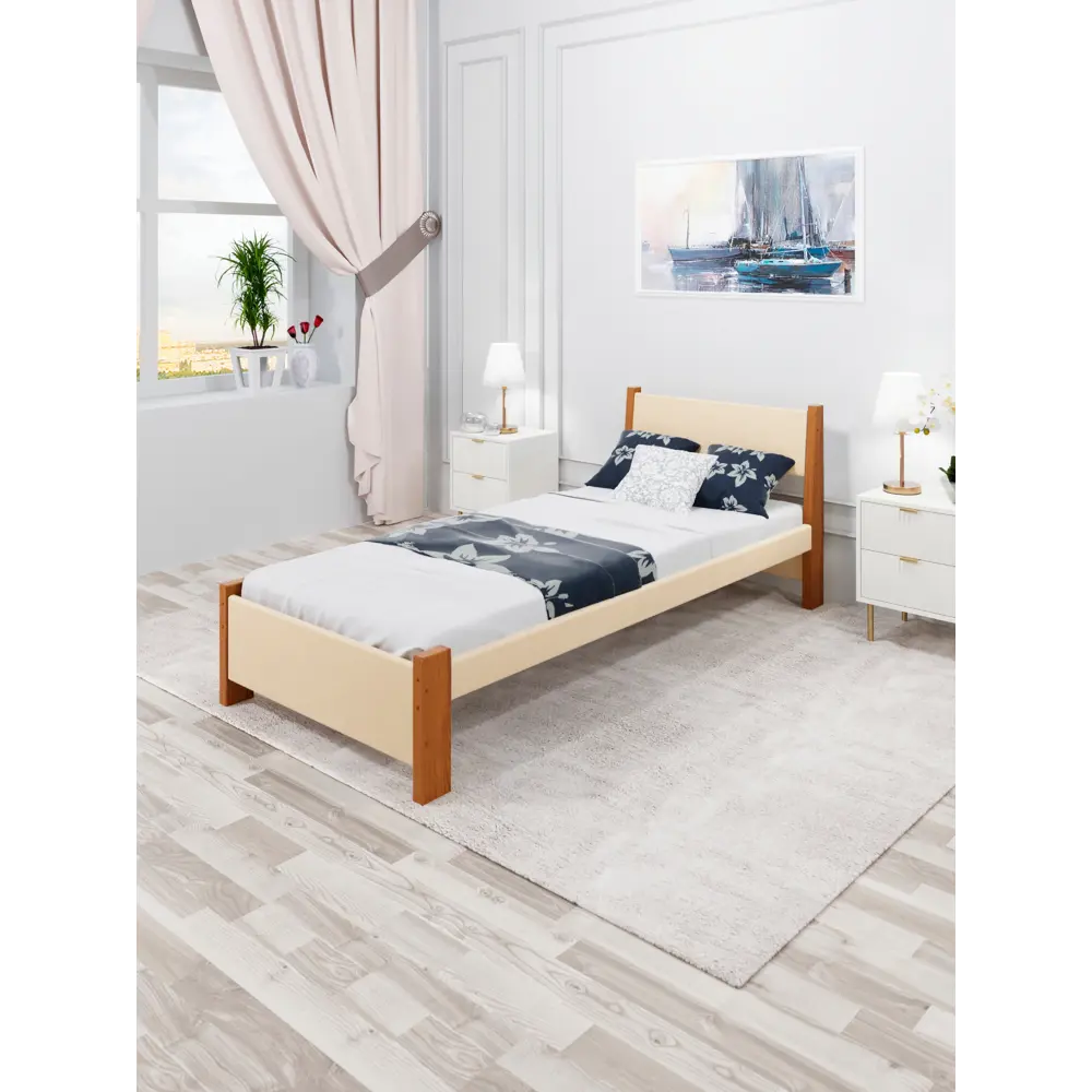 Фото 4 Кровать Solarius Мишка сплошное основание mkr-obiv-rs3-olha90-190-full 100 x 80 x 200 см дерево цвет бежевый/ольха