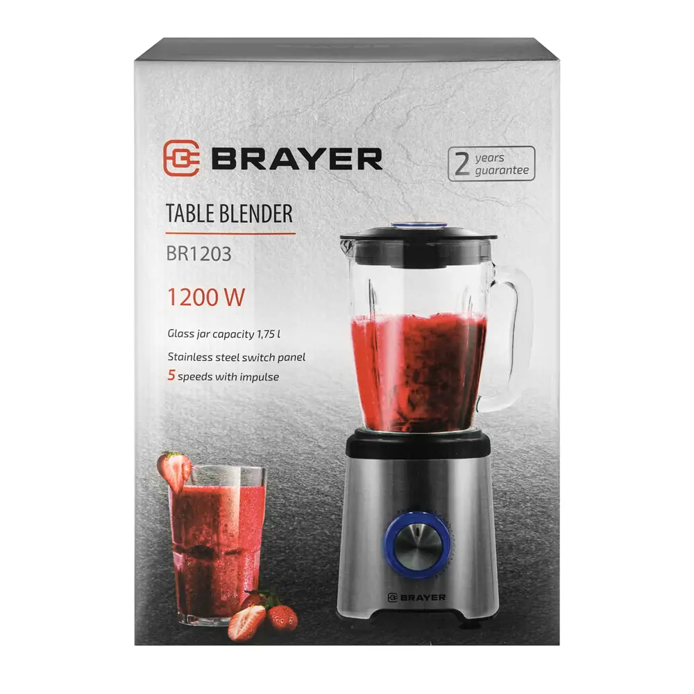 Фото 2 Блендер стационарный Brayer BR1203 5 скоростей цвет серебристо-черный Фото 2 Блендер стационарный Brayer BR1203 5 скоростей цвет серебристо-черный
