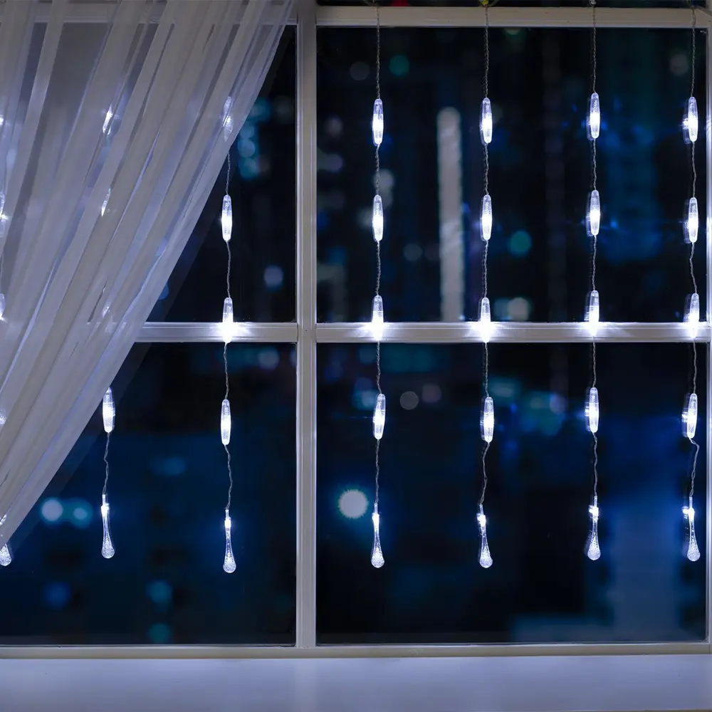 Фото Электрогирлянда комнатная Luazon lighting 3612411 занавес 2.5x2.5 м 50 ламп белый 8 режимов работы Фото Электрогирлянда комнатная Luazon lighting 3612411 занавес 2.5x2.5 м 50 ламп белый 8 режимов работы