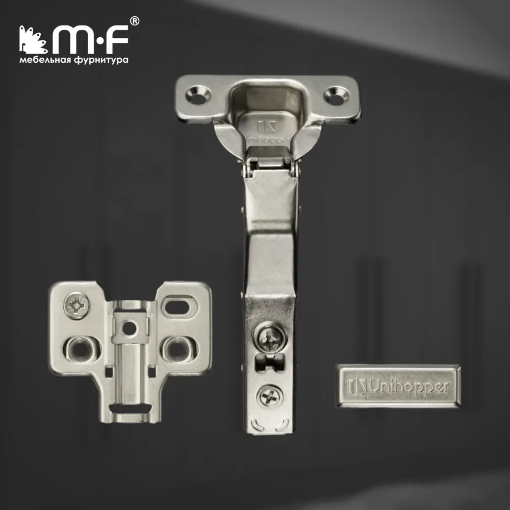 Фото 3 Петля 3D МФ-Комплект Unihopper с доводчиком 45x45мм с декор. накладкой Фото 3 Петля 3D МФ-Комплект Unihopper с доводчиком 45x45мм с декор. накладкой