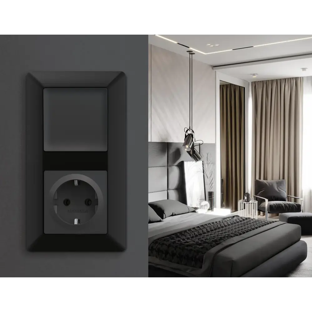 Фото 3 Рамка для розеток и выключателей Ambrella volt Alfa Line AF110704 4 поста цвет черный матовый Фото 3 Рамка для розеток и выключателей Ambrella volt Alfa Line AF110704 4 поста цвет черный матовый