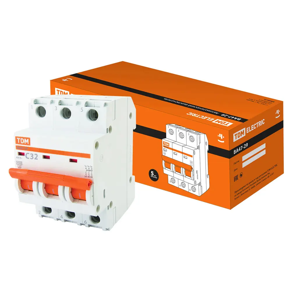 Фото Автоматический выключатель Tdm electric ВА47-29 SQ0206-0112 3P C32 А 4.5 кА 234556 Фото Автоматический выключатель Tdm electric ВА47-29 SQ0206-0112 3P C32 А 4.5 кА 234556